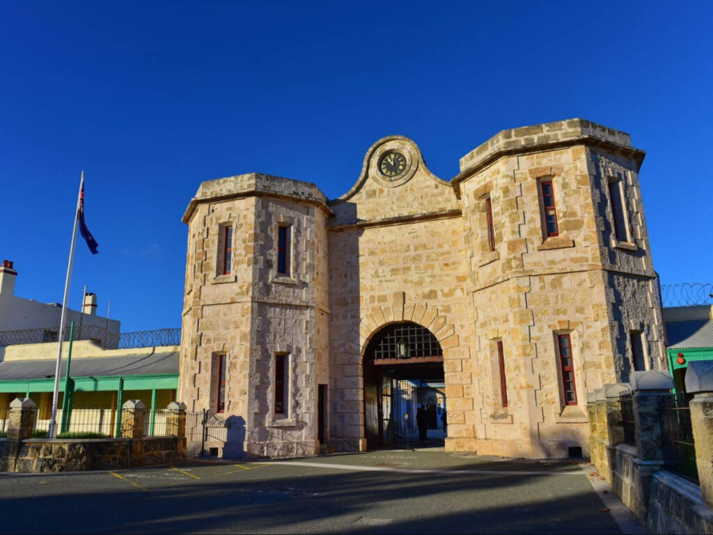 View of the Fremantle Prison and the clear blue sky