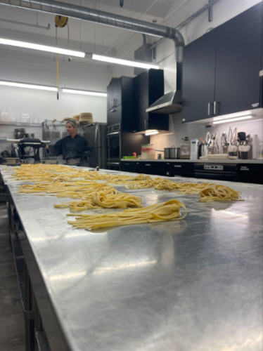 View of the freshly made pasta on the kitchen table of Selfup Boston