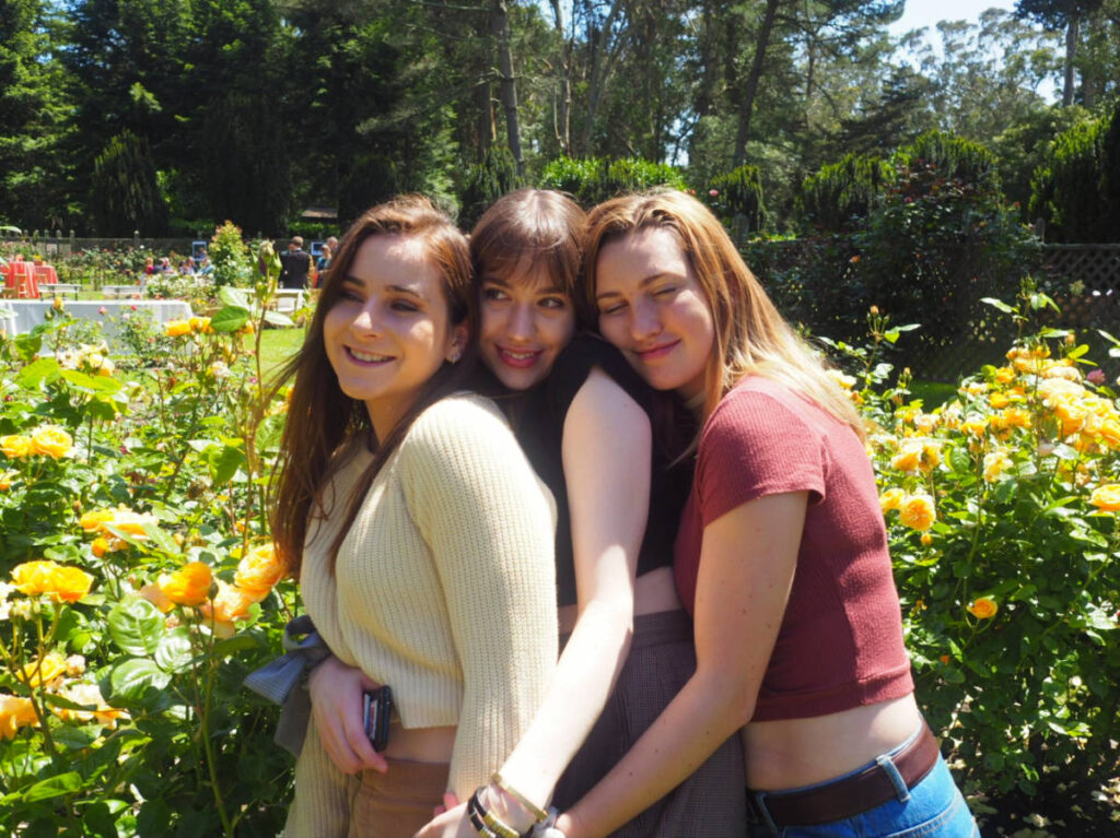 The author Laura McFarland with her friends at the Rose Garden