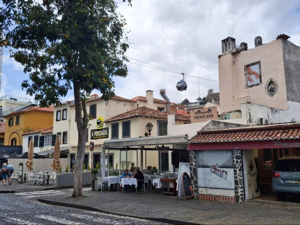 View of the Funchal-Monte cable car over the Old Town