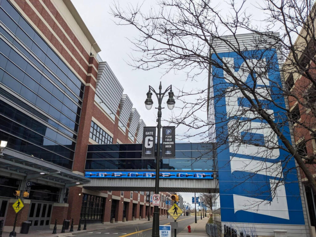 View of the gates of Ford Field
