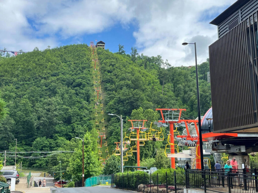 View of the chairlifts at Gatlinburg SkyPark