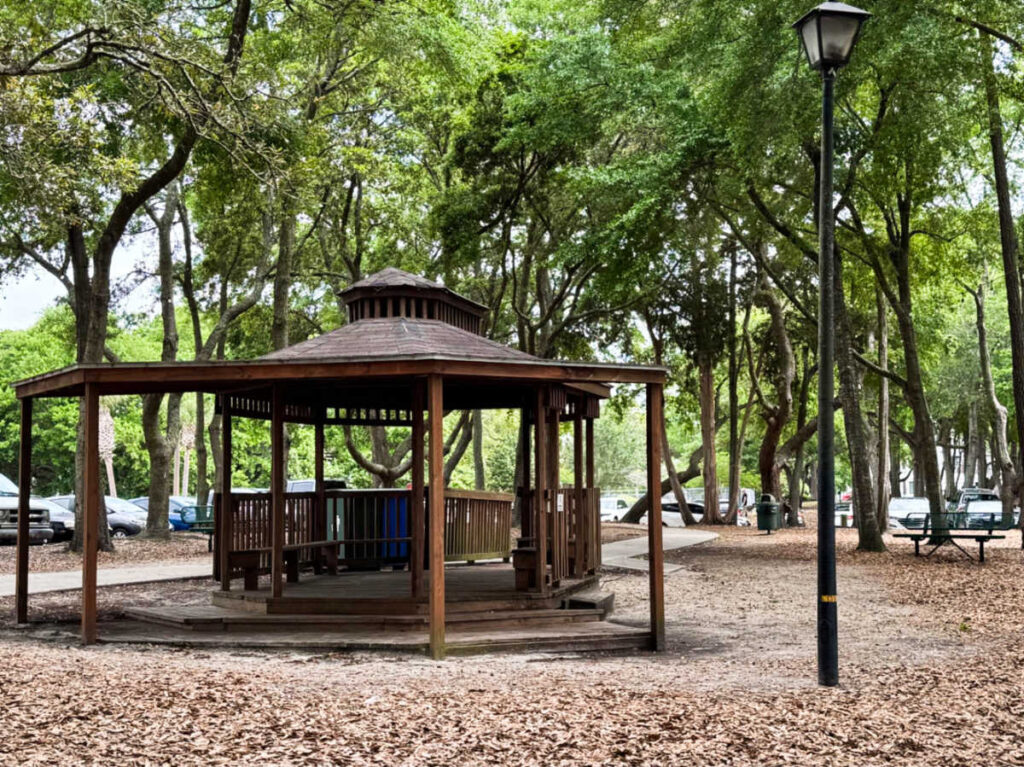 A gazebo in the middle of Memorial Park