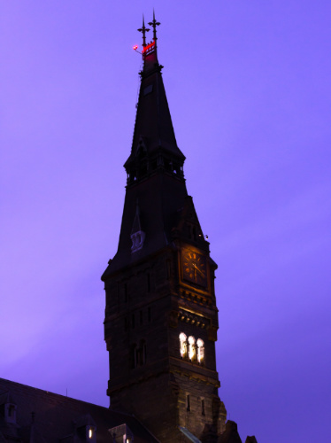 View of the clock tower of Georgetown University