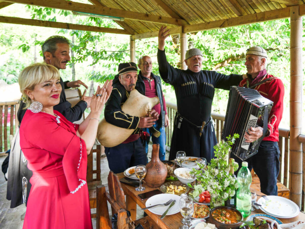 View of the people enjoying the party at a Georgian Supra