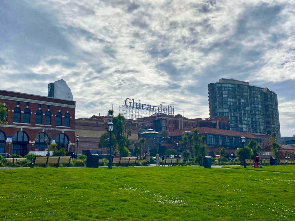 Panoramic view of the Ghirardelli Chocolate Factory building