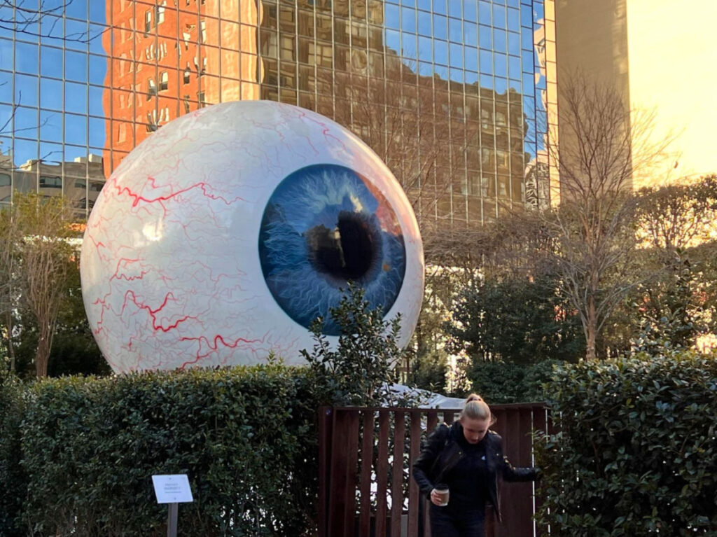 The View of Giant Eyeball in the Main Street District in Dallas