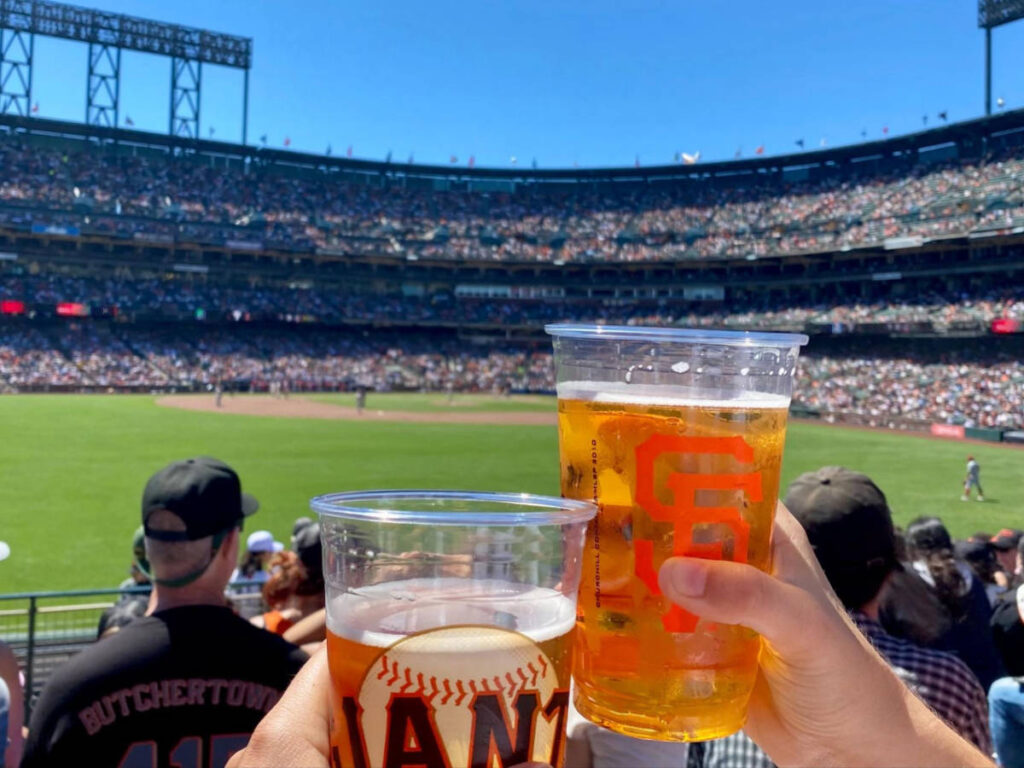Glasses of beer while watching the Giants Baseball Game