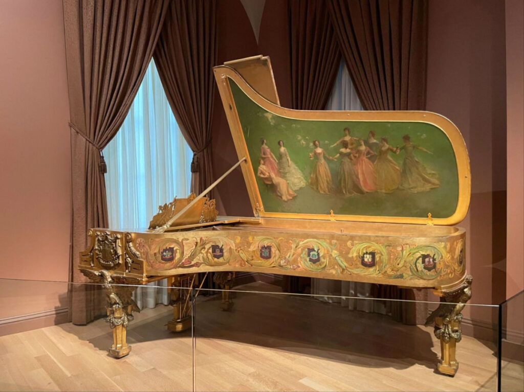 The Gilded Age Steinway piano by Thomas Wilmer Dewing on display