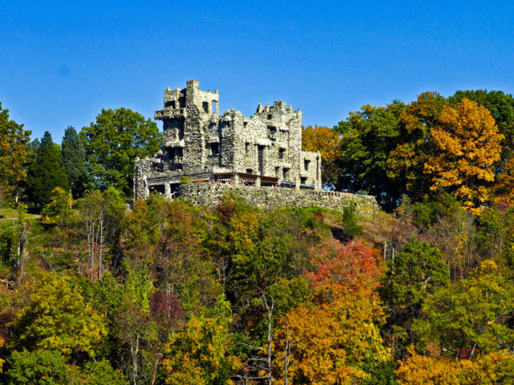 View of the fall foliage around the Gillette Castle State Park