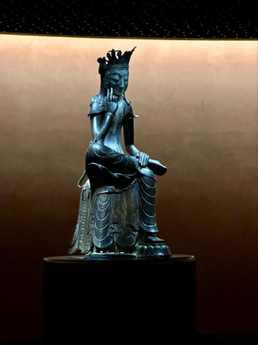 Closeup look of the Gilt-Bronze Pensive Bodhisattva