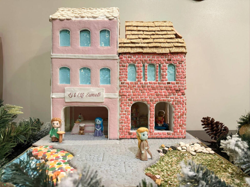 A gingerbread elf buildings from the Grove Park Inn’s 2024 competition