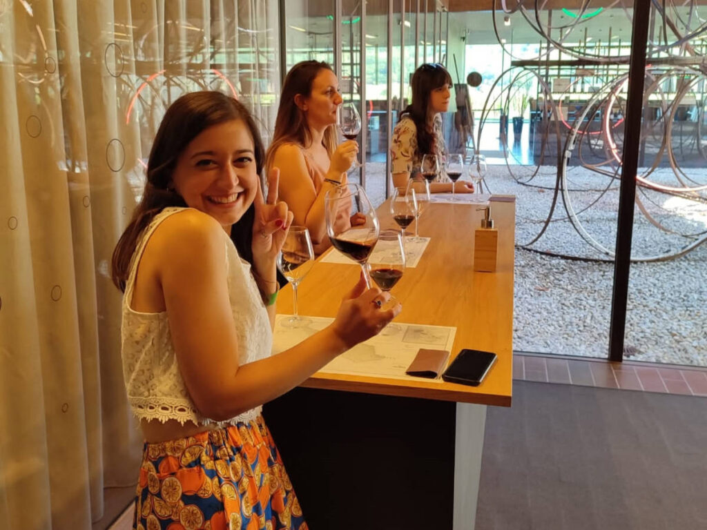 The author Giorgia Giustolisi at a wine tasting at Antinori’s Cellar