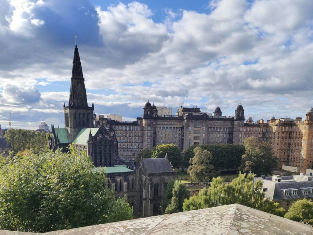 Overlooking view of the Glasgow Cathedral from Glasgow Necropolis