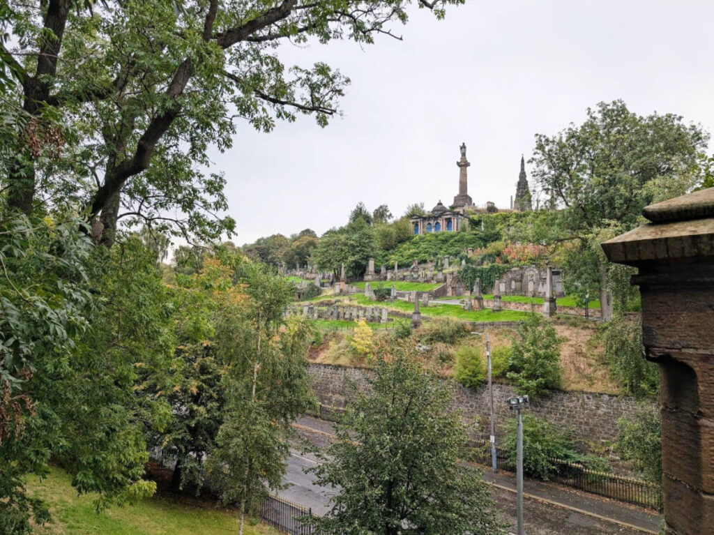 View at the Glasgow Necropolis from afar