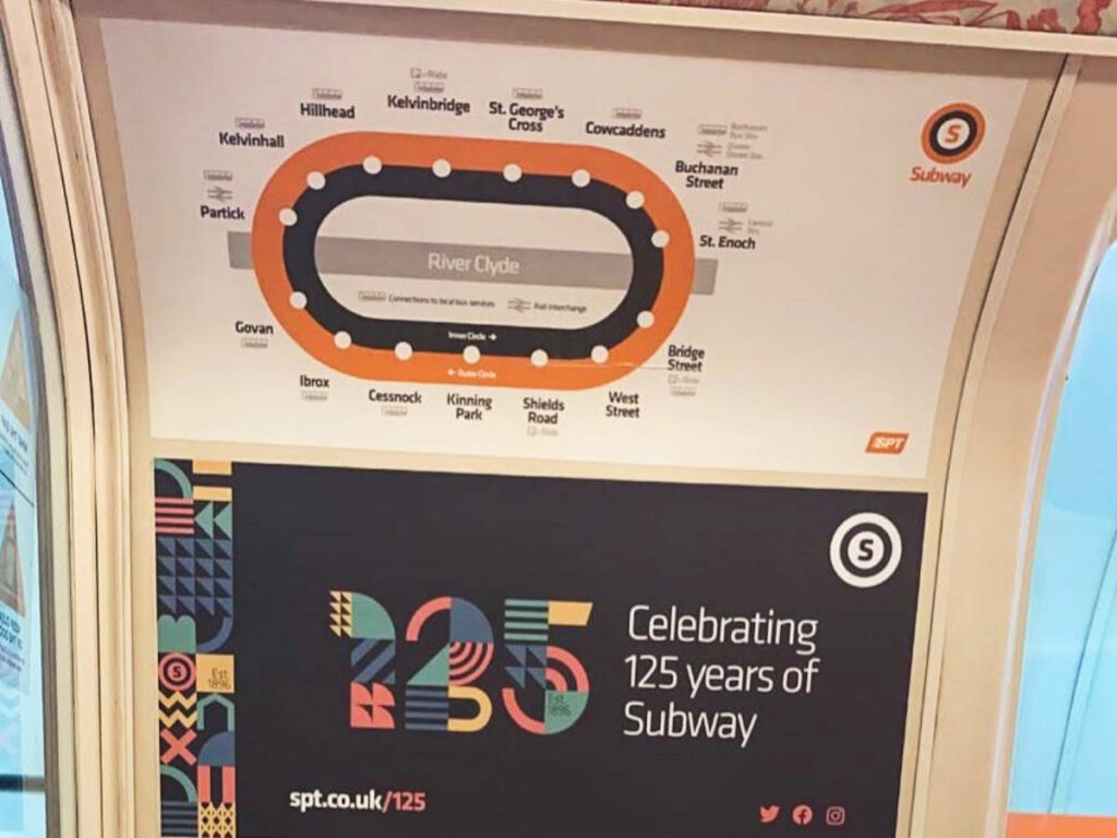 A signage inside the Glasgow Subway