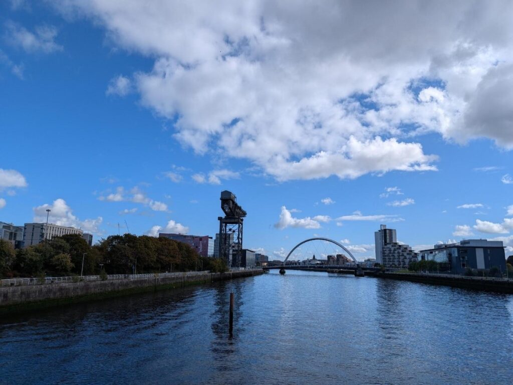 View of Glasgow’s waterfront along the River Clyde