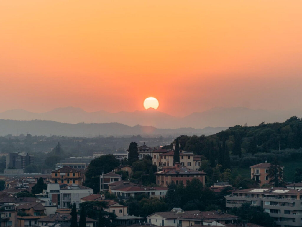 Scenic view of the golden sunset from Castel San Pietro