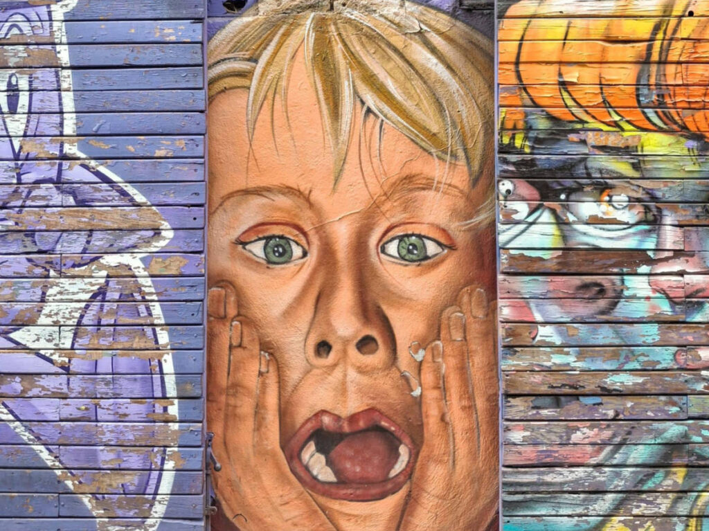 The Home Alone inspired mural at the at Ex Fabrica