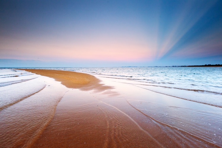 Colorful sky over the Grand Beach Provincial Park