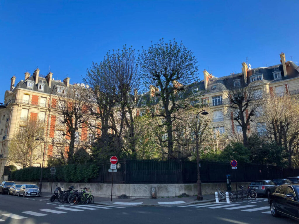The greenery in front of the grand buildings in the 16th