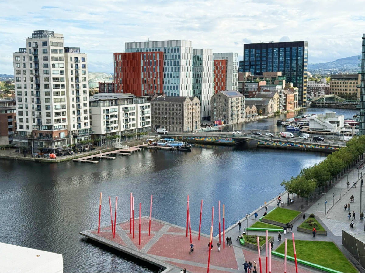 View of the Grand Canal Docks from the roof of Anantara-The Marker
