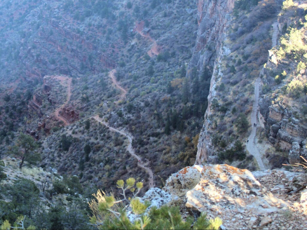 View of Hikers heading down into the Grand Canyon