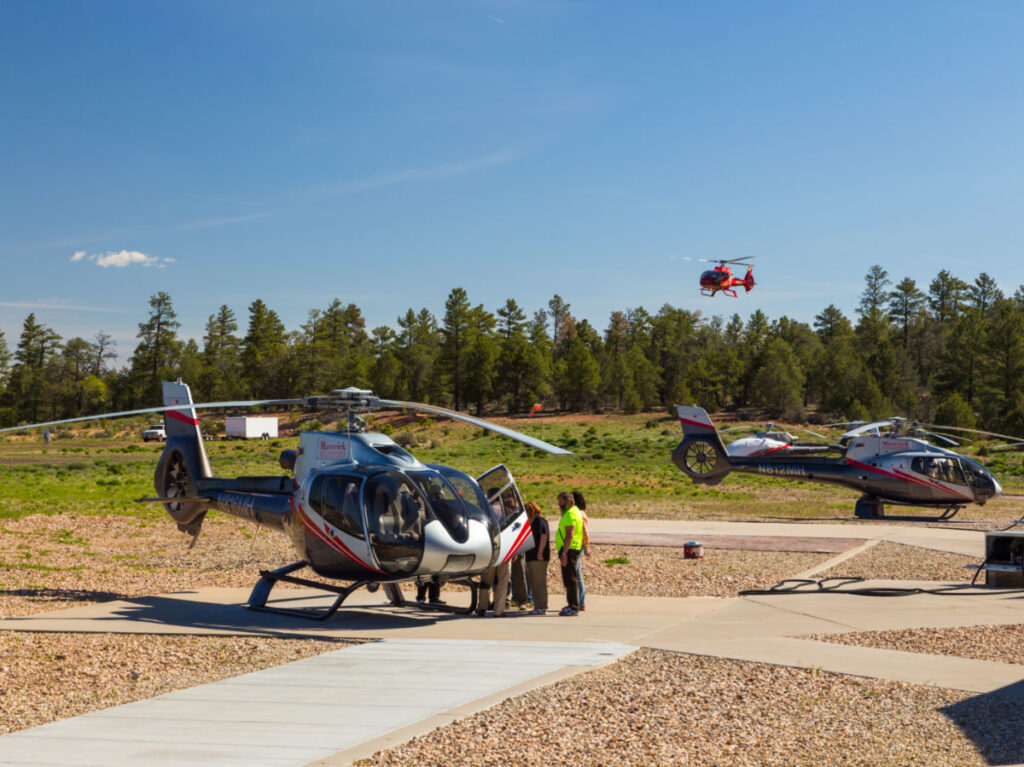 Maverick Helicopters on the blacktop at the Grand Canyon National Airport