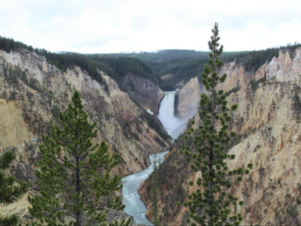 Aerial view of the Lower Falls of the Yellowstone Grand Canyon