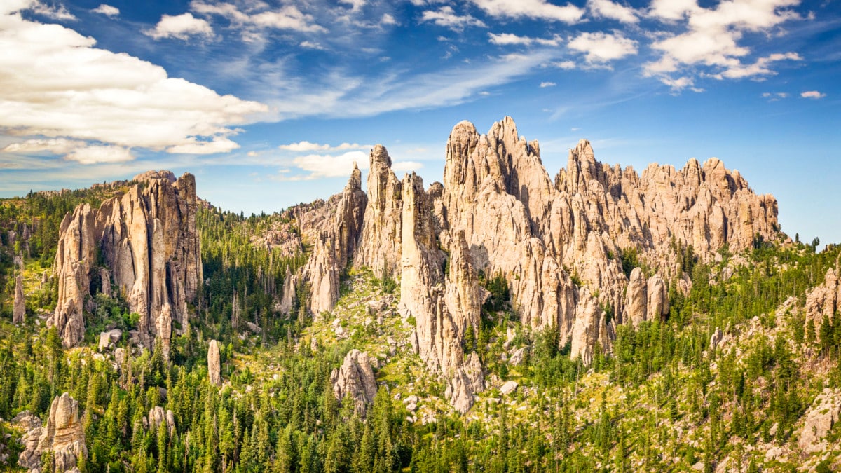 View of the granite spires in Custer State Park