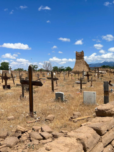 View of the Grave sites in Taos Pueblo
