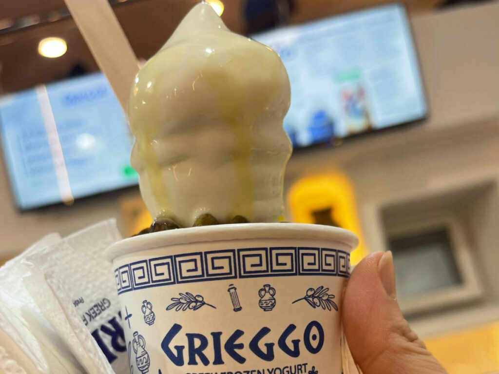 Closeup look of the greek frozen yogurt from GRIEGGO