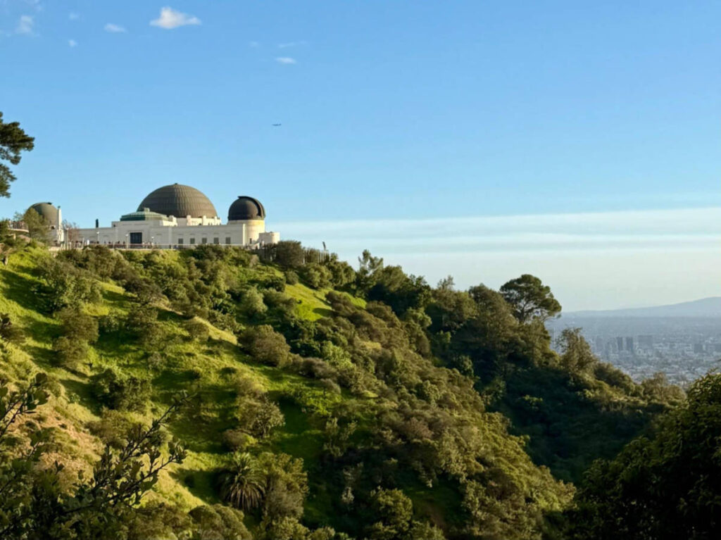 View of the Griffith Observatory on top of the hills