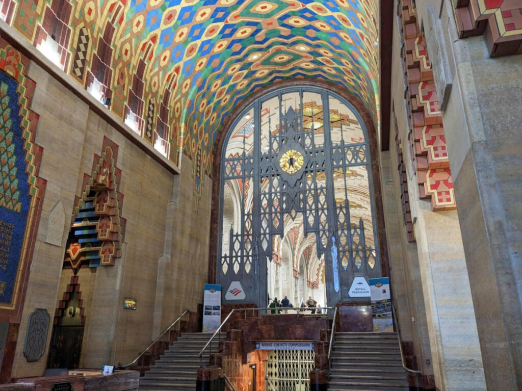 View of the intricate and colorful interior of the Guardian Building