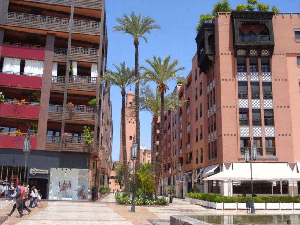 View of the buildings in the Gueliz neighbourhood