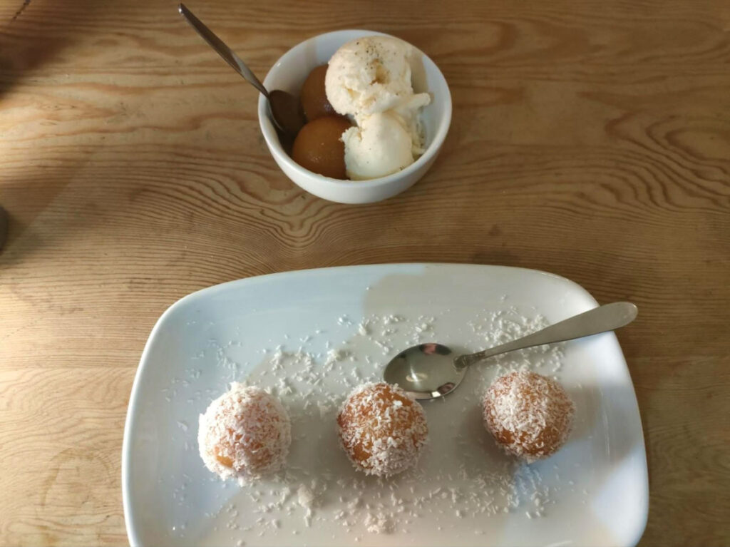 Plates of Gulab jamun at Ranjit’s Kitchen