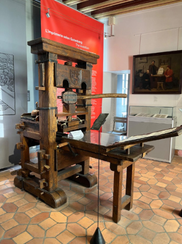 A Gutenberg Press displayed at the Museum of Printing and Graphic Communication
