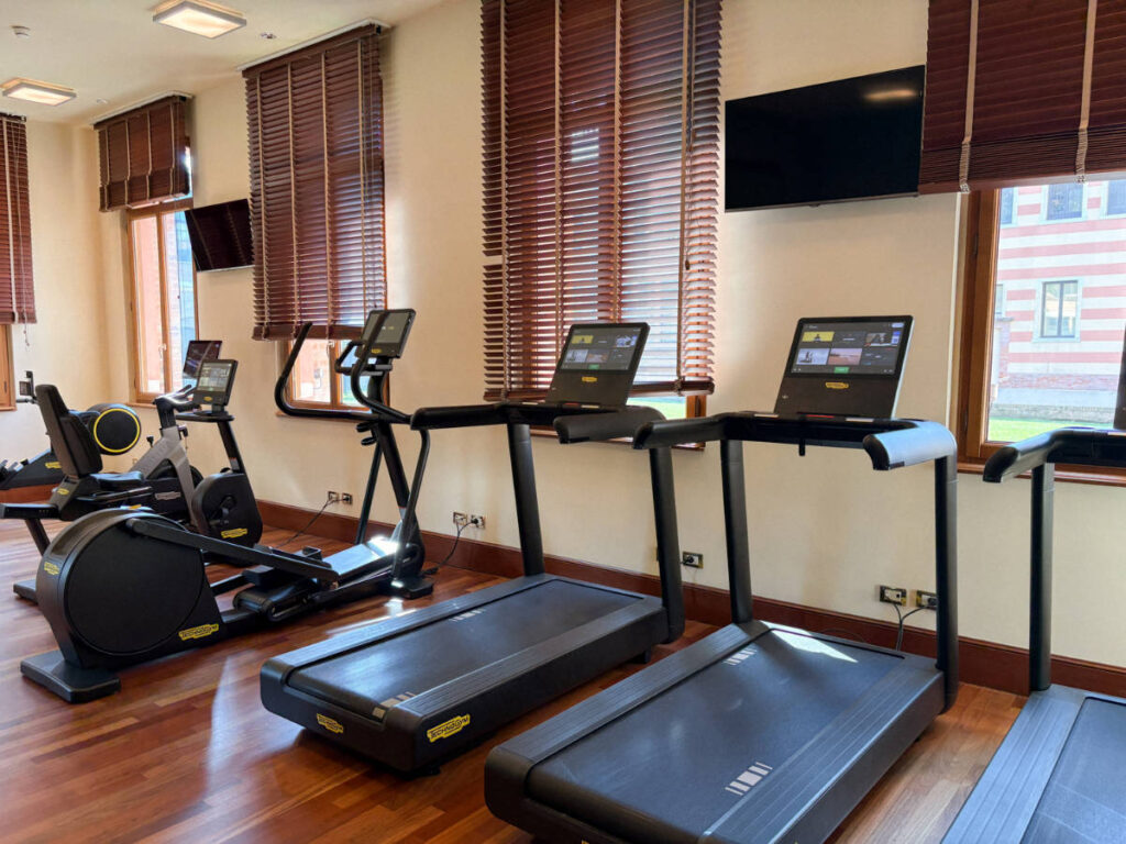 The equipment inside the gym at Hilton Molino Stucky