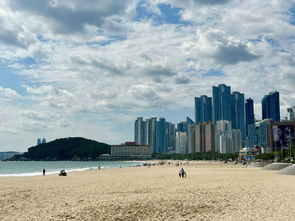 Panoramic skyline views from the coast line of Haeundae beach
