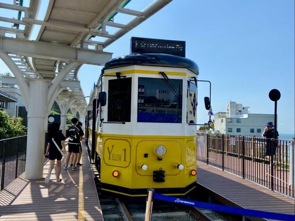 Children taking the Beach Train from Mipo Station at Haeundae Blueline Park