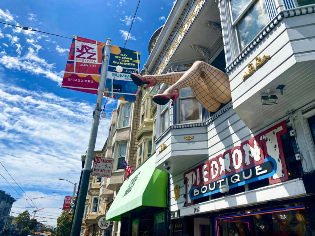 View of the quirky art installations at the Haight-Ashbury street