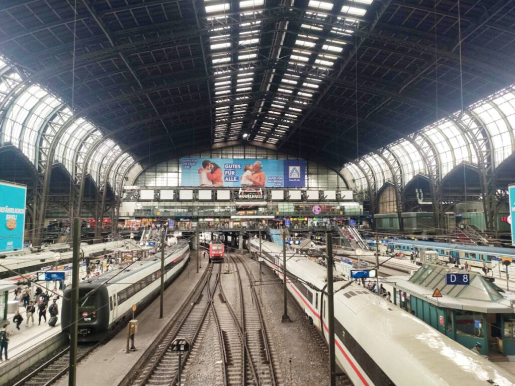 Overlooking view of the metro central station in Germany