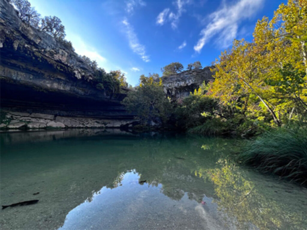View of the calm waters at Hamilton Pool