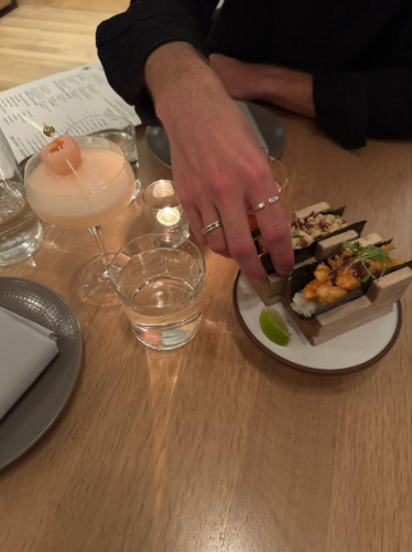 A plate with unique hand rolls from Itoko