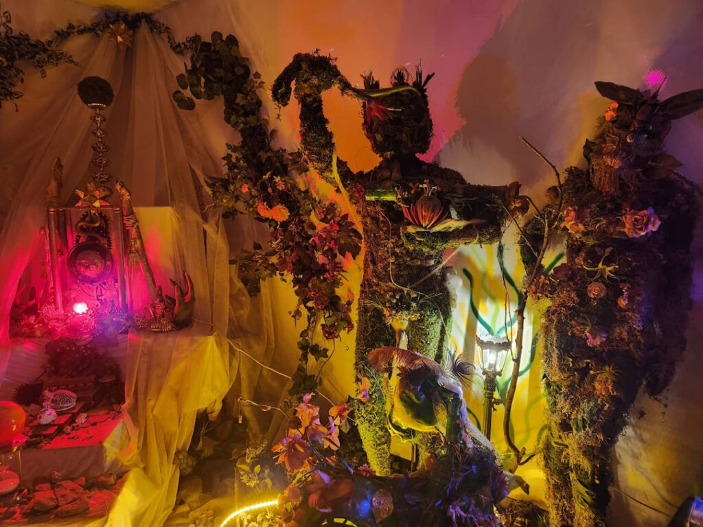 Closeup view of the art exhibit at the Healer