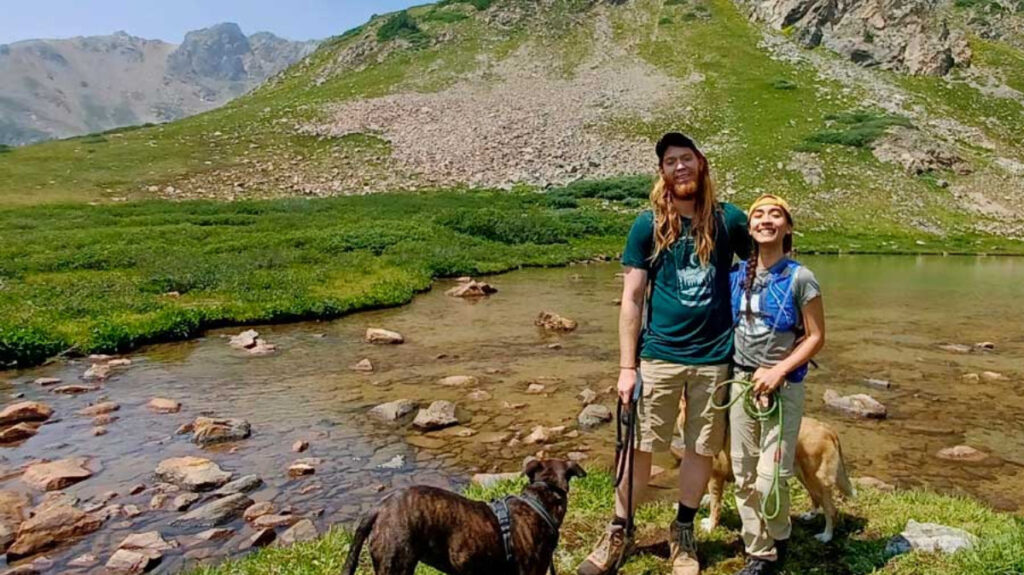 The author with her husband and their dogs at the Herman Gulch Trail