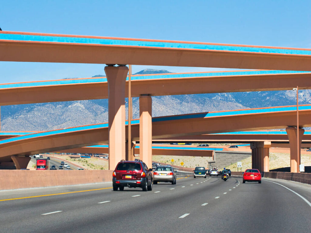 Cars on a hi-way in Albuquerque