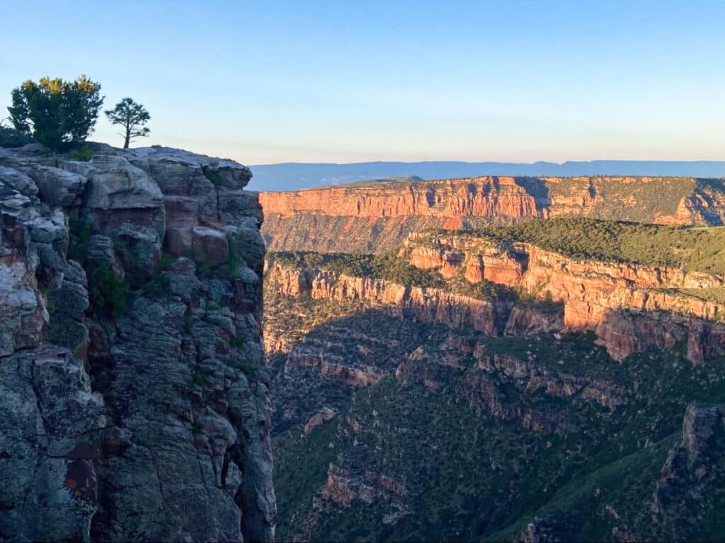 Aerial view of the scenery at the high lookout near the Dinosaur Tracks during sunrise
