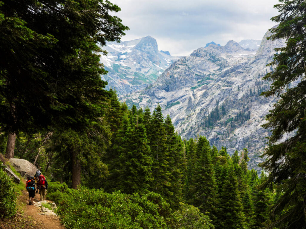 View of hikers at the High Sierra Trail