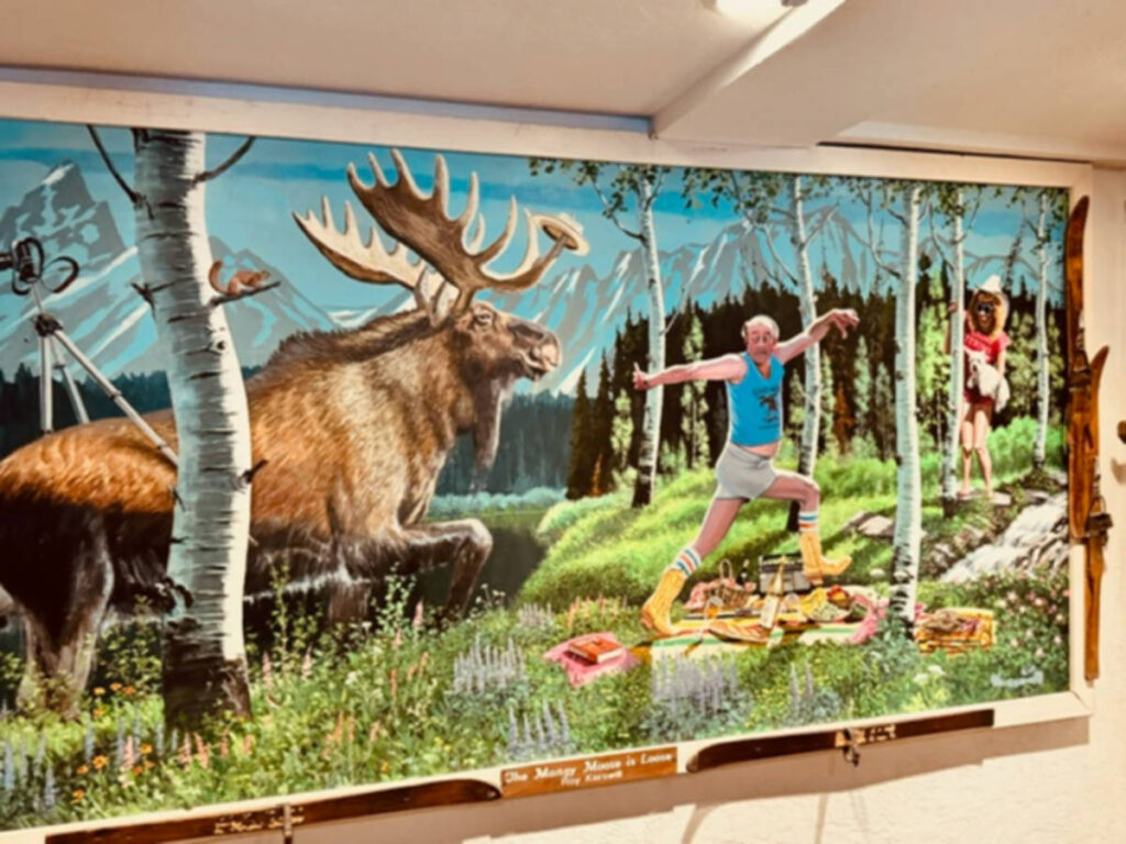 View of the mural of “High Stepping Moose”